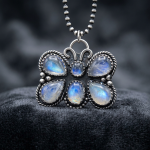Beautiful Multi Rainbow Moonstone Butterfly Pendant Birthday Gift 925 Solid Sterling Silver Bezel Setting Statement Jewelry ODM - Product Image 3