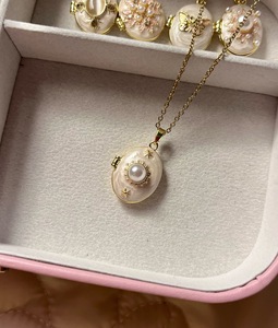 HX0093 New Open Close Oval Box <strong>Pearl</strong> Heart <strong>Pendant</strong>. Colored Oil Painting on Shell Conch18K Gold Color Fast Necklace Jewelry - Product Image 6