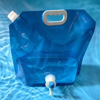 Sac à eau bleu réutilisable et durable avec poignée longue, conteneur de stockage portable à suspendre pour camping, randonnée, extérieur, jus