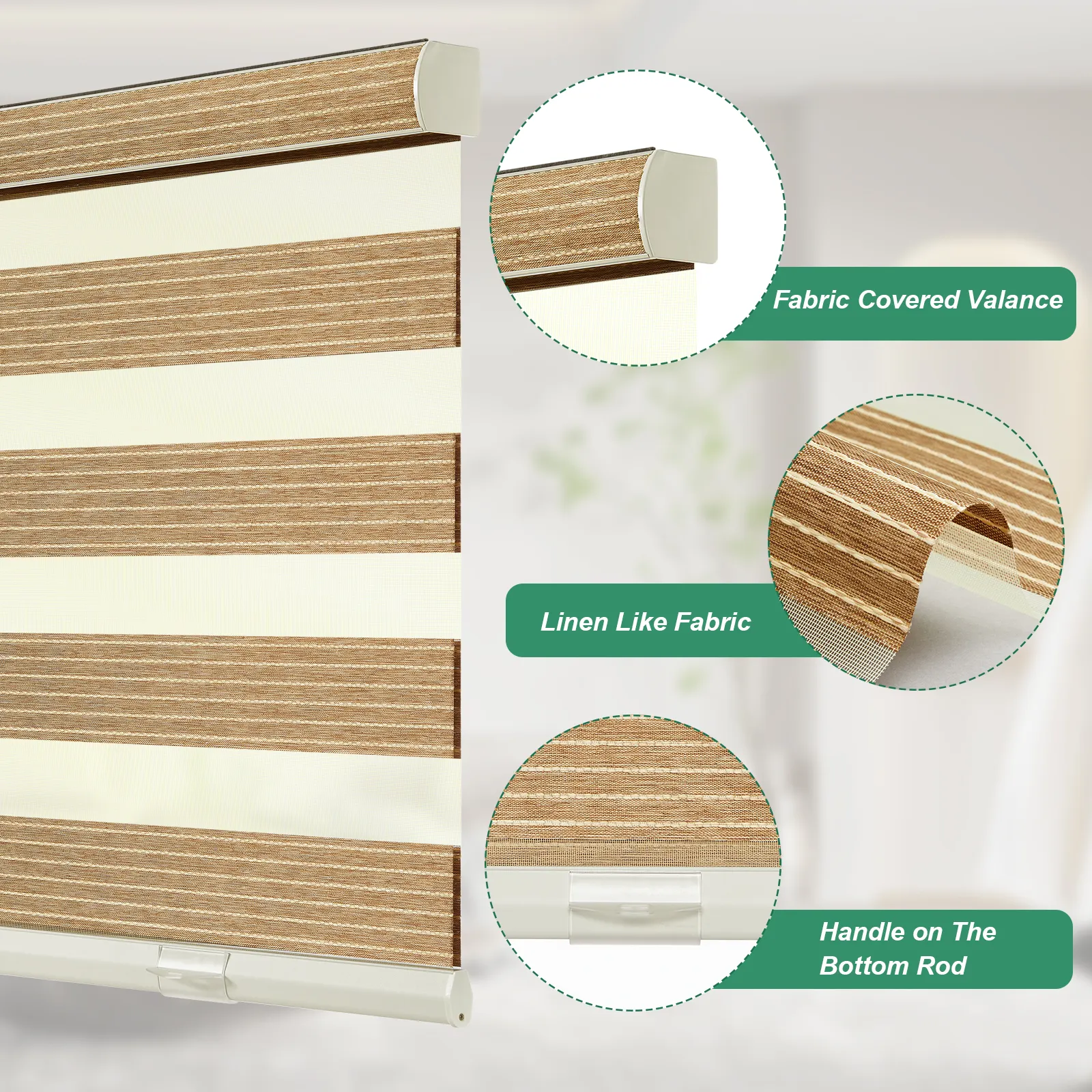 Janela De Rolo Duplo Cortinas De Zebra Elétricas Sombra Com Caseette Coberto De Tecido, tecido Natural Cortinas De Zebra Para Escritório