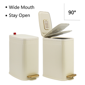 Poubelle à pédale côtelée rétro pour salle de bain avec <span class=keywords><strong>filtre</strong></span> anti-odeurs, couvercle à fermeture douce et seau intérieur amovible, poubelles pour cuisine et intérieur - Product Image 3