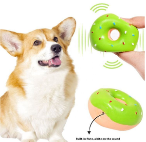 Juguetes chirriantes para perros, pelotas de látex suaves, juguetes de goma con forma de donut, juguetes chirriantes para masticar, pelotas para jugar a la busqueda para cachorros, perros pequeños y medianos. - Product Image 2