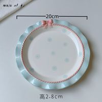Ensemble d'Assiettes en Porcelaine Coréenne Faite Main, Plats à Dessert Irréguliers en Céramique Mignons, Bols Bleus Écologiques et Micro-Ondables
