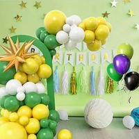 Kit d'arche de guirlande de ballons en latex jaune, vert et blanc avec confettis pour la décoration de fête d'anniversaire d'enfants, festival d'été et de printemps