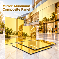 Panneau composite en aluminium miroir 4 mm 1220x2440 mm gris pour panneaux décoratifs de hall d'ascenseur