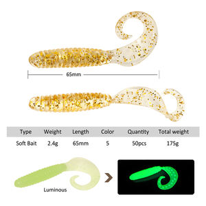 50 pièces/boîte Kit de leurre souple bionique artificiel 2.4g 65mm <span class=keywords><strong>ensemble</strong></span> de leurres de pêche souples Grub, gros leurres en plastique souple - Product Image 5