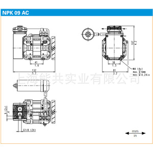 ปั๊มสุญญากาศแบบลูกสูบ NPK 09 AC ช่องจ่ายลม G1/8 มอเตอร์เฟสเดียว ผลิตในเยอรมนี - Product Image 1