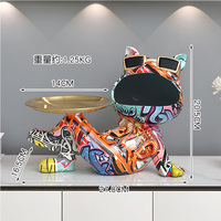 Résine bouledogue français statue entrée clé plateau de rangement boîte maison ornement bureau pendaison de crémaillère table pièce centrale décoration