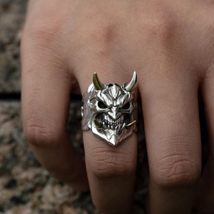 Bague Vintage <span class=keywords><strong>Homme</strong></span> Crâne Horreur Colère Gothique Punk Motard Squelette Bijoux de Fête Cadeaux Halloween - Product Image 5