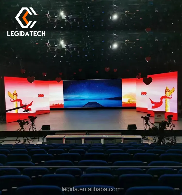 Layar datar Led isi ulang layar LED Tv untuk latar belakang panggung sewa