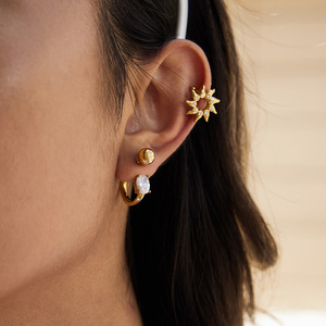 Boucles d'oreilles à clip pour femmes Jeding, style européen et américain, zircon en forme de goutte d'eau, acier inoxydable plaqué, luxe léger, haut de gamme - Product Image 4