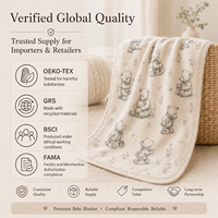Couverture Bébé en Flanelle Certifiée OEKO-TEX, GRS, BSCI, FAMA, Anti-Boulochage, Imprimée, Toutes Saisons, pour Crèche, Vente en Gros et au Détail
