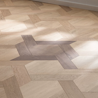 Plancher en bois d'ingénierie multicouche chauffant en noyer noir/chêne, motif de nœud chinois standard E0, incrustation irrégulière