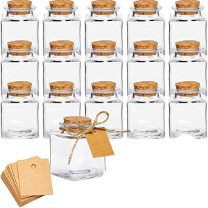 Bouteilles <span class=keywords><strong>en</strong></span> <span class=keywords><strong>verre</strong></span> carrées transparentes <span class=keywords><strong>de</strong></span> 50 ml personnalisables pour épices, flacons vides DIY <span class=keywords><strong>avec</strong></span> bouchon <span class=keywords><strong>en</strong></span> liège pour décorations <span class=keywords><strong>de</strong></span> fête - Product Image 1