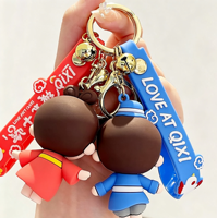Porte-clés réfléchissant en PVC style chinois, mignon, pour couple, pendentif 3D, breloque de sac, porte-clés de voiture, non toxique, léger, personnalisable