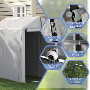 Abri de stockage extérieur portable 3x6 pi abri à baldaquin avec <span class=keywords><strong>porte</strong></span> à glissière enroulable pour vélo moto - Product Image 3