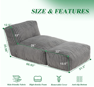 大型ビーンバッグラウンジャーチェア大型ビーンバッグチェアビーンバッグソファメモリーフォーム付きリビングルーム用人気商品 - Product Image 2