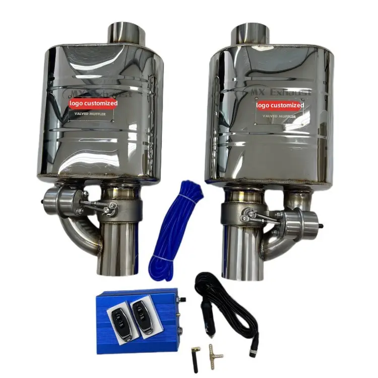 1 set(2 muffler) 3" 76mm Stainless steel 304 Performance electric exhaust valvetronic muffler with Remote Control vacuum valve