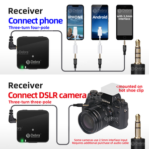 Auriculares Lavalier inalámbricos portátiles Micrófono Reducción de ruido para cámara DSLR Smartphone Grabación Entrevista Monitor Interfaz - Product Image 2