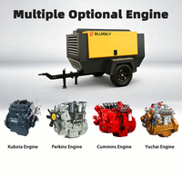 Compresseur d'air portable à vis Blurbly 375 CFM 8 bar 93 kW diesel Cummins avec refroidisseur intermédiaire pour marteau-piqueur et forage minier