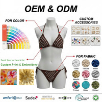 Conjunto de Bikini de Dos Piezas con Top Triangular de Cuello Halter, de Secado Rápido, Ecológico, con Logotipo Personalizado del Fabricante OEM, para Mujer, Ropa de Playa