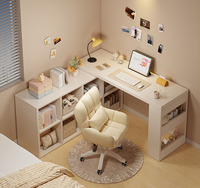 Bureau d'ordinateur en bois coin ménage étagère chambre de fille intégrée étude en forme de L lit rétractable Table d'extrémité