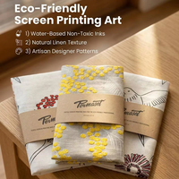 Essuie-tout de cuisine en lin et coton mélangé, imprimé artistique sérigraphié, écologique, très absorbant, motif floral et oiseaux, vente en gros