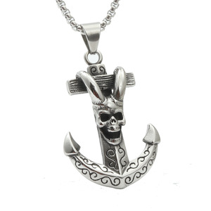 Collar con Colgante de Ancla y Gancho Pirata, de Acero Inoxidable, Unisex, para Regalo - Product Image 1