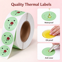 Label Termal Bulat 2 Inci Warna-warni untuk Kemasan Kado, Stiker Termal Lingkaran untuk Pembuatan Label Nama DIY