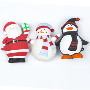 Vente en gros de boules de Noël en PU souple avec LED, jouet à presser en forme de Père Noël et de pingouin pour filles et garçons - Product Image 1