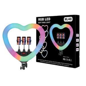 <span class=keywords><strong>MJ33</strong></span>-6 <span class=keywords><strong>RGB</strong></span> Fill Colorful Live Beauty Ring Light 14 pouces <span class=keywords><strong>LED</strong></span> Fill Ring Light avec trépied Éclairage photographique en vente - Product Image 1