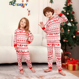 Kerstfamiliepyjama Bijpassende sets Ademend Zacht Cartoon Sneeuwvlok Hertenprint Elastische taille voor ouder-kindoutfit - Product Image 5