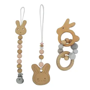 Teething Baby Gift <strong>Personalised</strong> Wooden Pacifier Clip and Teether <strong>Dummy</strong> Clip Handmade Pacifier Chain Baby <strong>Dummy</strong> Chain - Product Image 5