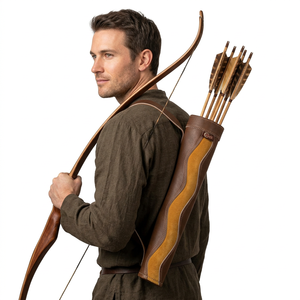 ESHALZ IMPEX AQ-149 HUNTING Archery OEM Full Customized 100% GENUINE Cow Leather High Quality 44CM Back Arrow Quiver - Product Image 1