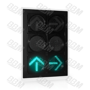 إشارة مرور LED بقطر 300 مم بعدسة شفافة، مع كرة حمراء وصفراء وسهم للانعطاف لليمين، تصنيف المتجر: ممتاز - Product Image 4
