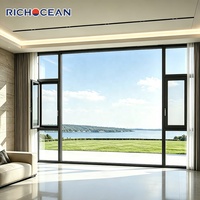 Fenêtres panoramiques fixes en aluminium à cadre fin RICHOCEAN, double vitrage trempé, grande vue panoramique, fenêtre à bascule et à rotation