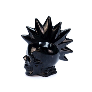 Bán Buôn Sáng Tạo Đen Obsidian Punk <span class=keywords><strong>Skull</strong></span> Khắc Skeleton Bức Tượng Tay Khắc Pha Lê Hộp Sọ Cho Trang Trí Nội Thất Halloween Quà Tặng - Product Image 5