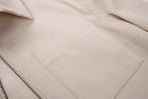 Veste en tricot à col et fermeture éclair intégrale minimaliste pour <span class=keywords><strong>homme</strong></span> de haute qualité - Tissu doux beige, chemise décontractée - Product Image 6