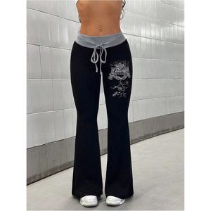 Pantalones de Campana Góticos Personalizados para Mujer, Cintura Alta, Tejido Transpirable, Estilo Y2K - Product Image 3