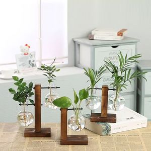 Vase hydroponique moderne en bois avec cadre en verre transparent, <span class=keywords><strong>pot</strong></span> <span class=keywords><strong>de</strong></span> fleurs durable et écologique fait à la main pour table <span class=keywords><strong>de</strong></span> mariage - Product Image 3