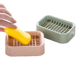 Tempat penyimpanan sabun persegi, kisi dua lapisan sanitasi, kotak penyimpanan sikat kamar mandi, piring sabun dengan saluran - Product Image 1