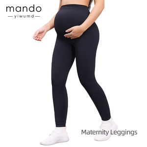 Leggings de <span class=keywords><strong>grossesse</strong></span> pour femmes 90% nylon 10% élasthanne Tricot sans couture Leggings de yoga de maternité noirs - Product Image 4