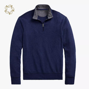 Bamboo Cotton Quarter Zipper Sweatshirt Sustainable Half Zip Pullover Eco Friendly Knit Polo <strong>Sweater</strong> Men Embroidery <strong>Sweater</strong> - Product Image 2