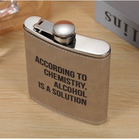 Flacon en cuir personnalisé de 8 oz avec logo, pour hommes, camping, s'adapte aux poches de veste, flacon à boisson étanche, flacon à whisky en métal