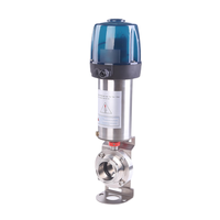 Katup Kupu-kupu Stainless Steel dengan Aktuator Pneumatik Tri Clamp Saniter dan Kepala Kontrol untuk Aplikasi Air