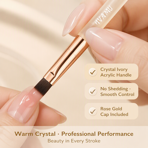 Pinceau à ongles plat avec manche en acrylique, poils en nylon durables, outil de mélange de gel pour salon professionnel et manucure DIY - Product Image 4