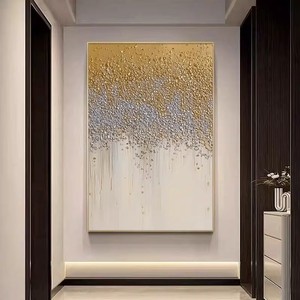 Dafen Village Oil Painting Golden Starry Sky Art Rectangle <b>Black</b> <b>Frame</b> For Entrance Hall Corridor Decoration - Product Image 2