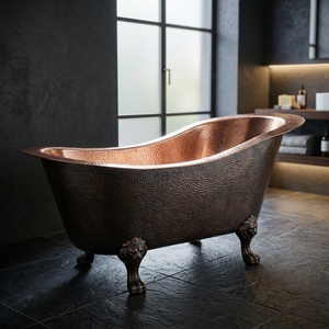 Baignoire ovale autoportante en cuivre antique à pattes, écologique, au design luxueux pour spa à domicile - Artisanat indien - Product Image 3