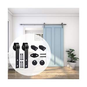 Kits de quincaillerie pour <span class=keywords><strong>porte</strong></span> de grange <span class=keywords><strong>coulissante</strong></span> simple en acier au carbone noir classique de 6,6 pieds, personnalisables en gros - Product Image 2