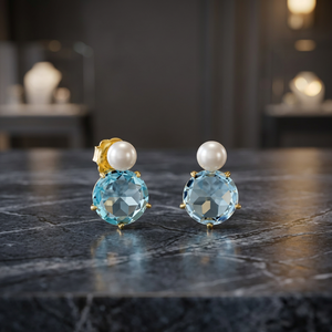 Boucles d'oreilles pendantes en perles de quartz hydro gemme, plaquées or 14 carats, bijoux tendance unisexe - Product Image 3